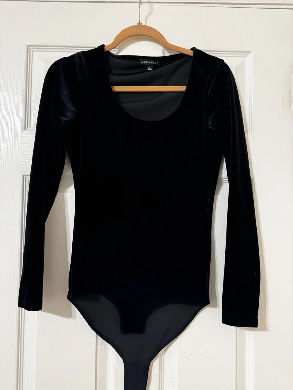 J. Crew Black Velvet Long Sleeve Scoop Bodysuit
